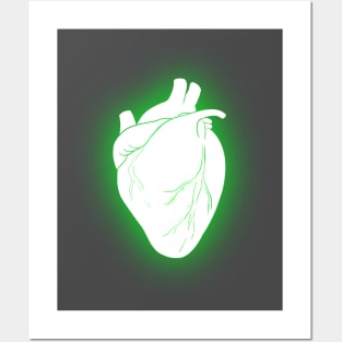 green neon heart Posters and Art